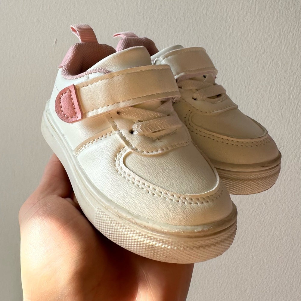First Steps Girls Baby Shoes Size 4 White Pink